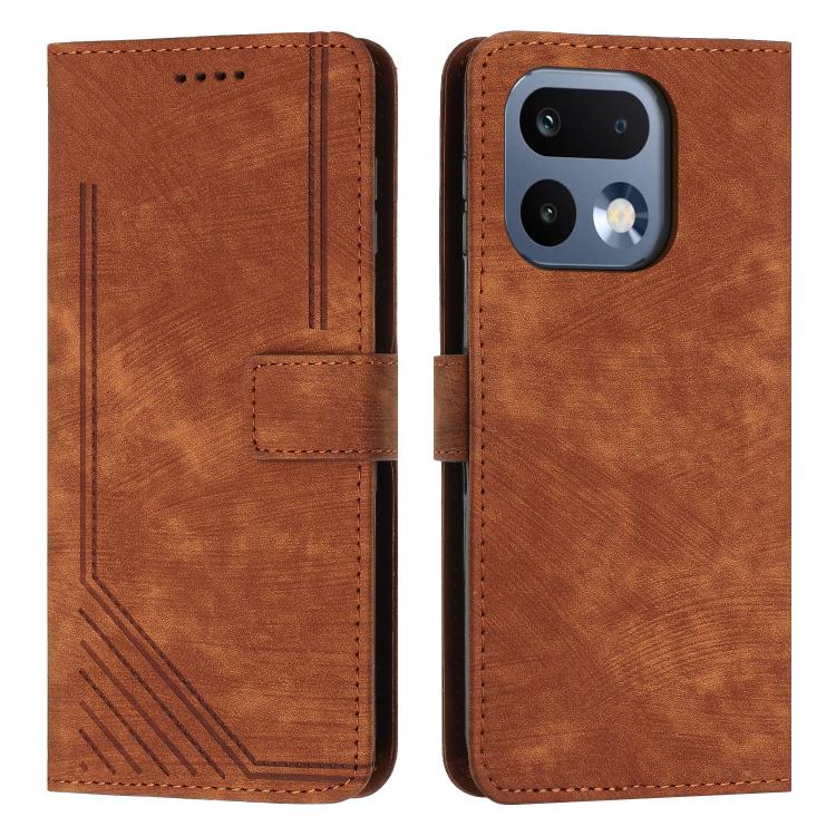 Skin Feel Stripe Pattern Leather Phone Case with Lanyard, For Realme 16T 5G, For Realme P4 Power 5G, For Realme 16 5G, For Realme 16 Pro+ 5G, For Realme 16 Pro 5G, For Realme C85 5G / 15x 5G India, For Realme C85 Pro 4G, For Realme 15T 5G              ...