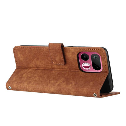 Skin Feel Stripe Pattern Leather Phone Case with Lanyard, For Realme 16T 5G, For Realme P4 Power 5G, For Realme 16 5G, For Realme 16 Pro+ 5G, For Realme 16 Pro 5G, For Realme C85 5G / 15x 5G India, For Realme C85 Pro 4G, For Realme 15T 5G              ...