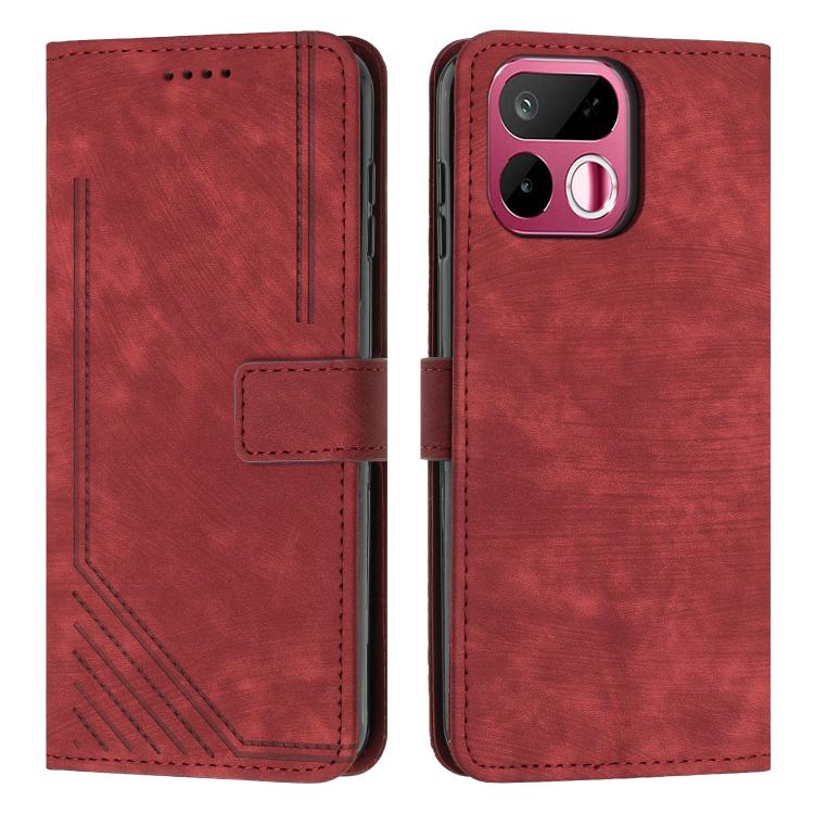 Skin Feel Stripe Pattern Leather Phone Case with Lanyard, For Realme 16T 5G, For Realme P4 Power 5G, For Realme 16 5G, For Realme 16 Pro+ 5G, For Realme 16 Pro 5G, For Realme C85 5G / 15x 5G India, For Realme C85 Pro 4G, For Realme 15T 5G              ...