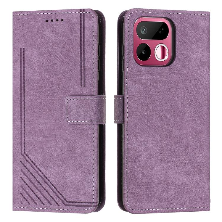 Skin Feel Stripe Pattern Leather Phone Case with Lanyard, For Realme 16T 5G, For Realme P4 Power 5G, For Realme 16 5G, For Realme 16 Pro+ 5G, For Realme 16 Pro 5G, For Realme C85 5G / 15x 5G India, For Realme C85 Pro 4G, For Realme 15T 5G              ...