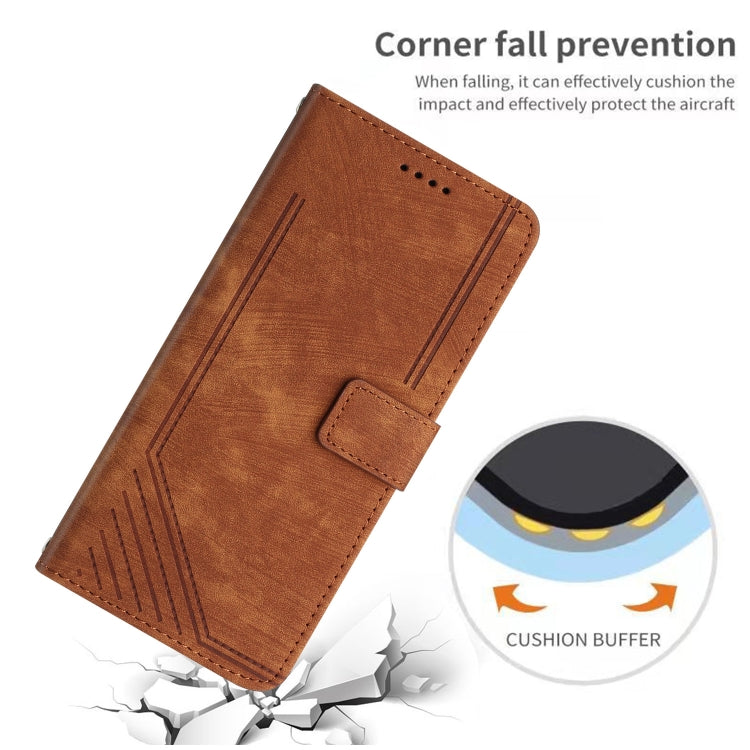 Skin Feel Stripe Pattern Leather Phone Case with Lanyard, For Tecno Camon 20 Premier, For Tecno Pova Neo 3, For Tecno Pova 5 4G, For Tecno Camon 20 Pro 5G, For Tecno Camon 20/Camon 20 Pro 4G