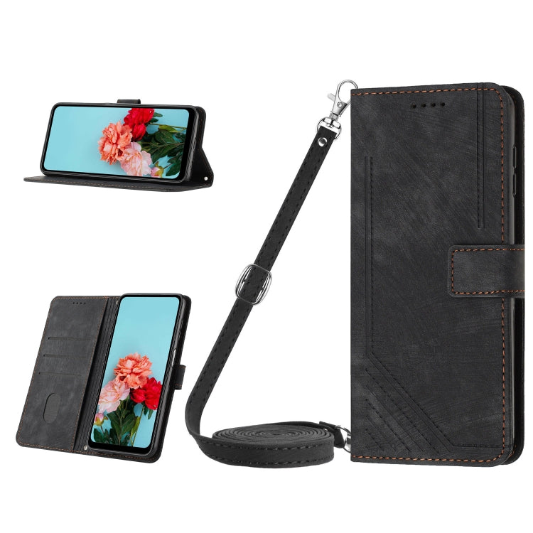 Skin Feel Stripe Pattern Leather Phone Case with Lanyard, For Tecno Camon 20 Premier, For Tecno Pova Neo 3, For Tecno Pova 5 4G, For Tecno Camon 20 Pro 5G, For Tecno Camon 20/Camon 20 Pro 4G