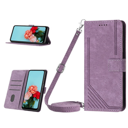 Skin Feel Stripe Pattern Leather Phone Case with Lanyard, For Tecno Camon 20 Premier, For Tecno Pova Neo 3, For Tecno Pova 5 4G, For Tecno Camon 20 Pro 5G, For Tecno Camon 20/Camon 20 Pro 4G
