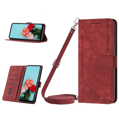 Skin Feel Stripe Pattern Leather Phone Case with Lanyard, For Tecno Camon 20 Premier, For Tecno Pova Neo 3, For Tecno Pova 5 4G, For Tecno Camon 20 Pro 5G, For Tecno Camon 20/Camon 20 Pro 4G