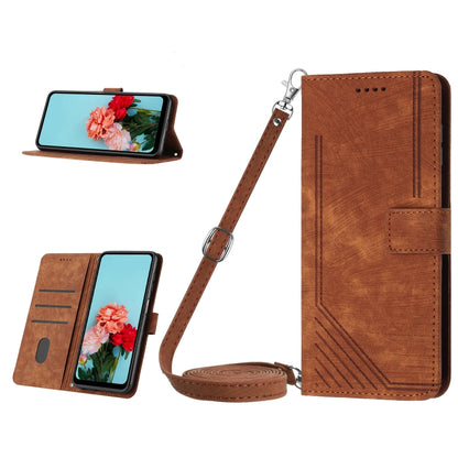 Skin Feel Stripe Pattern Leather Phone Case with Lanyard, For Tecno Camon 20 Premier, For Tecno Pova Neo 3, For Tecno Pova 5 4G, For Tecno Camon 20 Pro 5G, For Tecno Camon 20/Camon 20 Pro 4G
