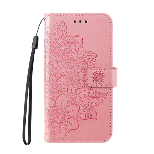 Seven-petal Flowers Embossing Leather Phone Case, For iPhone 16 Pro Max, For iPhone 16 Pro, For iPhone 16 Plus, For iPhone 16, For iPhone 16e, For iPhone 15 Pro Max, For iPhone 15 Pro, For iPhone 15 Plus, For iPhone 15