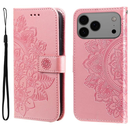 Seven-petal Flowers Embossing Leather Phone Case