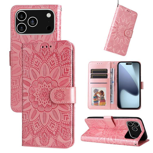 Embossed Sunflower Leather Phone Case, For iPhone 18 Pro / 17 Pro, For iPhone 18 Pro Max / 17 Pro Max, For iPhone 17e / 16e, For iPhone 17, For iPhone Air, For iPhone 16 Pro Max, For iPhone 16 Pro, For iPhone 16 Plus, For iPhone 16, For iPhone 15 Pro M...