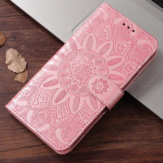 Embossed Sunflower Leather Phone Case, For iPhone 18 Pro / 17 Pro, For iPhone 18 Pro Max / 17 Pro Max, For iPhone 17e / 16e, For iPhone 17, For iPhone Air, For iPhone 16 Pro Max, For iPhone 16 Pro, For iPhone 16 Plus, For iPhone 16, For iPhone 15 Pro M...