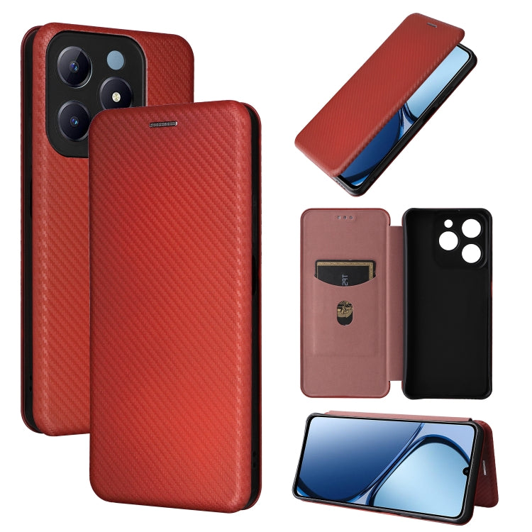 Carbon Fiber Texture Flip Leather Phone Case, For Realme Note 80 4G, For Realme 16 5G, For Realme 16 Pro+ 5G, For Realme 15x 5G India / C85 5G, For Realme C85 Pro 4G, For Realme 15T 5G, For Realme 15 5G / Realme 15 Pro 5G, For Realme GT 7 Global       ...