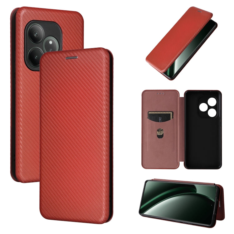 Carbon Fiber Texture Flip Leather Phone Case, For Realme Note 80 4G, For Realme 16 5G, For Realme 16 Pro+ 5G, For Realme 15x 5G India / C85 5G, For Realme C85 Pro 4G, For Realme 15T 5G, For Realme 15 5G / Realme 15 Pro 5G, For Realme GT 7 Global       ...