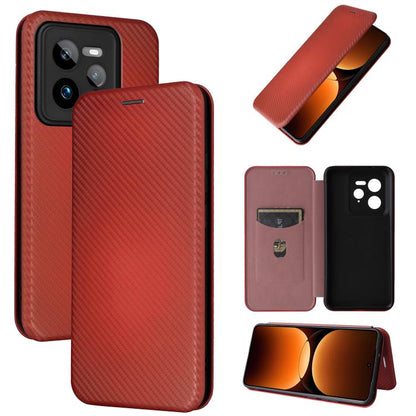 Carbon Fiber Texture Flip Leather Phone Case, For Realme Note 80 4G, For Realme 16 5G, For Realme 16 Pro+ 5G, For Realme 15x 5G India / C85 5G, For Realme C85 Pro 4G, For Realme 15T 5G, For Realme 15 5G / Realme 15 Pro 5G, For Realme GT 7 Global       ...