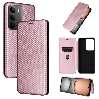 Carbon Fiber Texture Flip Leather Phone Case, For Realme Note 80 4G, For Realme 16 5G, For Realme 16 Pro+ 5G, For Realme 15x 5G India / C85 5G, For Realme C85 Pro 4G, For Realme 15T 5G, For Realme 15 5G / Realme 15 Pro 5G, For Realme GT 7 Global       ...