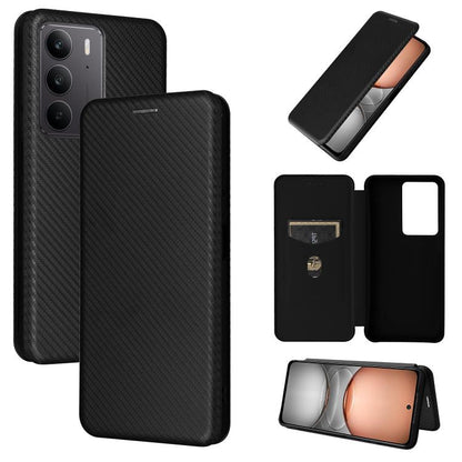 Carbon Fiber Texture Flip Leather Phone Case, For Realme Note 80 4G, For Realme 16 5G, For Realme 16 Pro+ 5G, For Realme 15x 5G India / C85 5G, For Realme C85 Pro 4G, For Realme 15T 5G, For Realme 15 5G / Realme 15 Pro 5G, For Realme GT 7 Global       ...