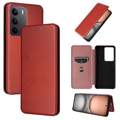 Carbon Fiber Texture Flip Leather Phone Case, For Realme Note 80 4G, For Realme 16 5G, For Realme 16 Pro+ 5G, For Realme 15x 5G India / C85 5G, For Realme C85 Pro 4G, For Realme 15T 5G, For Realme 15 5G / Realme 15 Pro 5G, For Realme GT 7 Global       ...