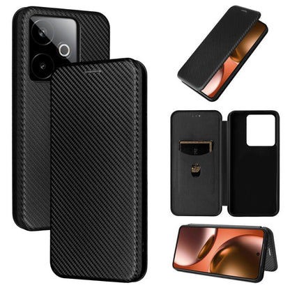 Carbon Fiber Texture Flip Leather Phone Case, For Realme Note 80 4G, For Realme 16 5G, For Realme 16 Pro+ 5G, For Realme 15x 5G India / C85 5G, For Realme C85 Pro 4G, For Realme 15T 5G, For Realme 15 5G / Realme 15 Pro 5G, For Realme GT 7 Global       ...