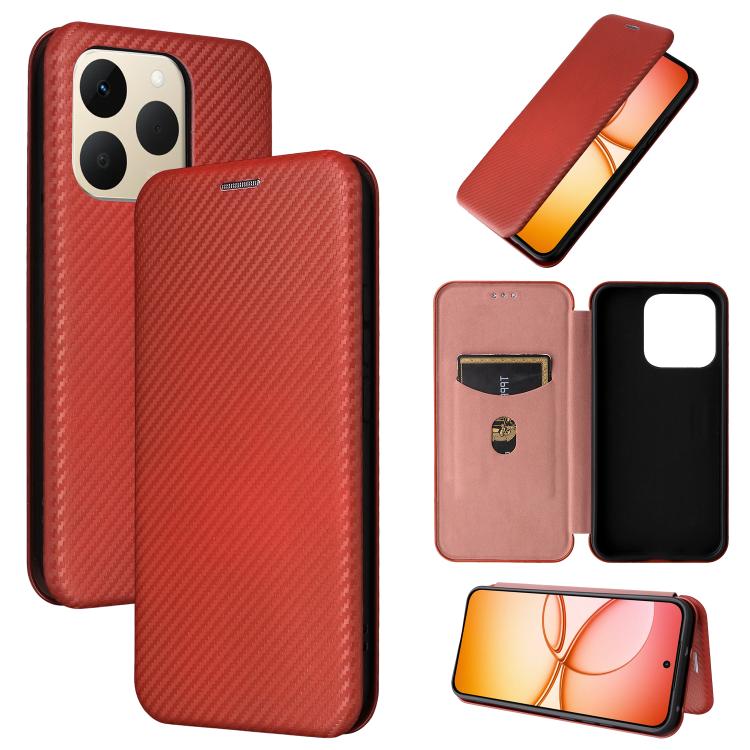 Carbon Fiber Texture Flip Leather Phone Case, For Realme Note 80 4G, For Realme 16 5G, For Realme 16 Pro+ 5G, For Realme 15x 5G India / C85 5G, For Realme C85 Pro 4G, For Realme 15T 5G, For Realme 15 5G / Realme 15 Pro 5G, For Realme GT 7 Global       ...