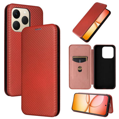 Carbon Fiber Texture Flip Leather Phone Case, For Realme Note 80 4G, For Realme 16 5G, For Realme 16 Pro+ 5G, For Realme 15x 5G India / C85 5G, For Realme C85 Pro 4G, For Realme 15T 5G, For Realme 15 5G / Realme 15 Pro 5G, For Realme GT 7 Global       ...