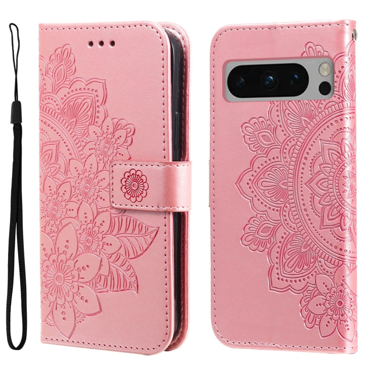 Seven-petal Flowers Embossing Leather Phone Case, For Google Pixel 11 Pro XL, For Google Pixel 11 / Pixel 11 Pro, For Google Pixel 10a, For Google Pixel 9a, For Google Pixel 9 Pro, For Google Pixel 9, For Google Pixel 8a, For Google Pixel 8 Pro        ...