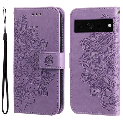 Seven-petal Flowers Embossing Leather Phone Case, For Google Pixel 11 Pro XL, For Google Pixel 11 / Pixel 11 Pro, For Google Pixel 10a, For Google Pixel 9a, For Google Pixel 9 Pro, For Google Pixel 9, For Google Pixel 8a, For Google Pixel 8 Pro        ...
