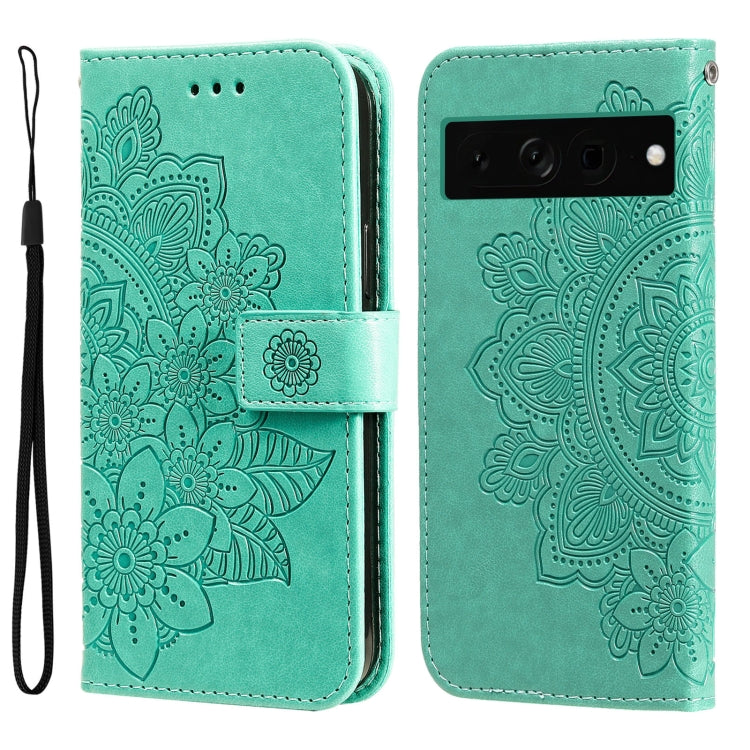 Seven-petal Flowers Embossing Leather Phone Case, For Google Pixel 11 Pro XL, For Google Pixel 11 / Pixel 11 Pro, For Google Pixel 10a, For Google Pixel 9a, For Google Pixel 9 Pro, For Google Pixel 9, For Google Pixel 8a, For Google Pixel 8 Pro        ...