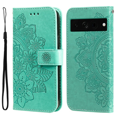 Seven-petal Flowers Embossing Leather Phone Case, For Google Pixel 11 Pro XL, For Google Pixel 11 / Pixel 11 Pro, For Google Pixel 10a, For Google Pixel 9a, For Google Pixel 9 Pro, For Google Pixel 9, For Google Pixel 8a, For Google Pixel 8 Pro        ...