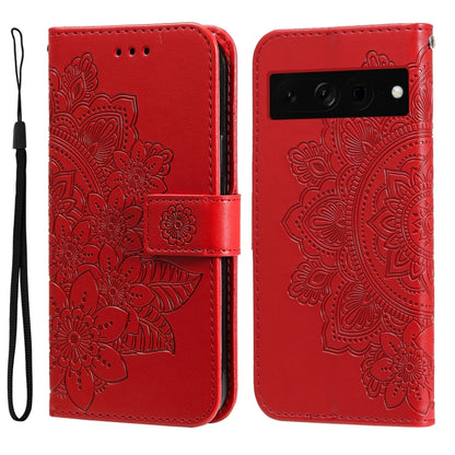 Seven-petal Flowers Embossing Leather Phone Case, For Google Pixel 11 Pro XL, For Google Pixel 11 / Pixel 11 Pro, For Google Pixel 10a, For Google Pixel 9a, For Google Pixel 9 Pro, For Google Pixel 9, For Google Pixel 8a, For Google Pixel 8 Pro        ...