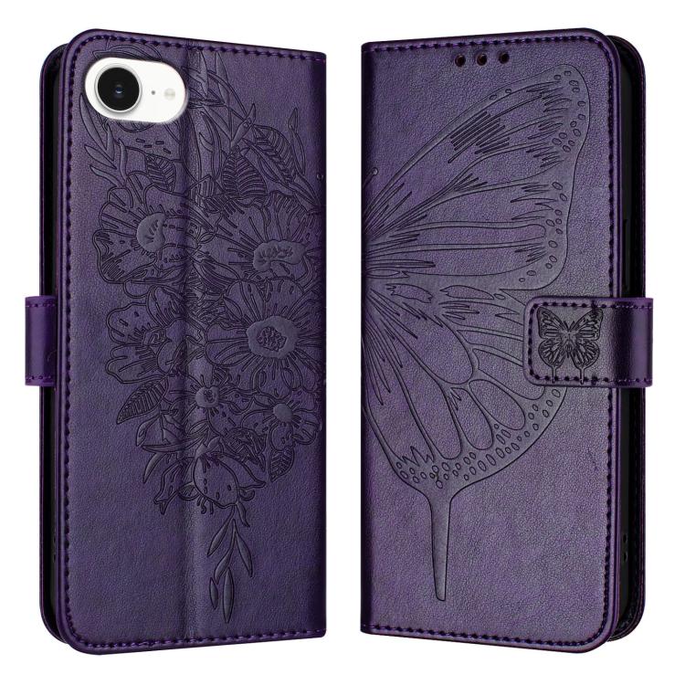 Embossed Butterfly Leather Phone Case, For iPhone 17e / 16e, For iPhone 17 Pro Max, For iPhone 17 Pro, For iPhone 17, For iPhone Air, For iPhone 16 Pro Max, For iPhone 16 Pro, For iPhone 16 Plus, For iPhone 16, For iPhone 15 Pro Max, For iPhone 15 Pro ...