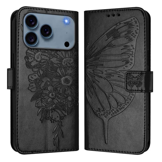 Geprägte Schmetterlings-Leder-Handyhülle, für iPhone 17e / 16e, für iPhone 17 Pro Max, für iPhone 17 Pro, für iPhone 17, für iPhone Air, für iPhone 16 Pro Max, für iPhone 16 Pro, für iPhone 16 Plus, für iPhone 16, für iPhone 15 Pro Max, für iPhone 15 Pro