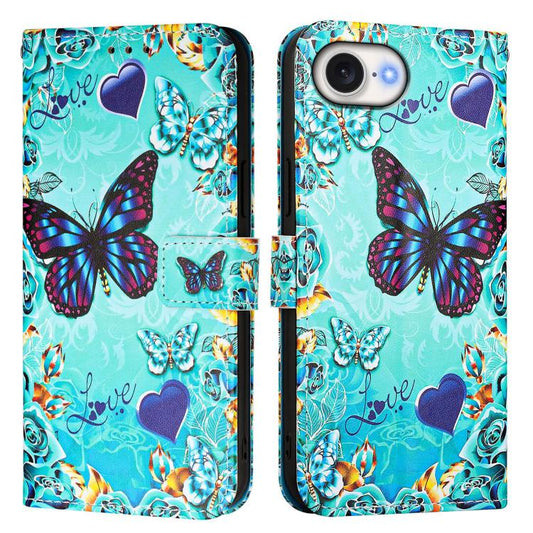 Colored Drawing Pattern Plain Weave Leather Phone Case, For iPhone 17e / 16e, For iPhone 17 Pro Max, For iPhone 17 Pro, For iPhone 17, For iPhone Air, For iPhone 15 Pro Max, For iPhone 15 Pro, For iPhone 15 Plus, For iPhone 15