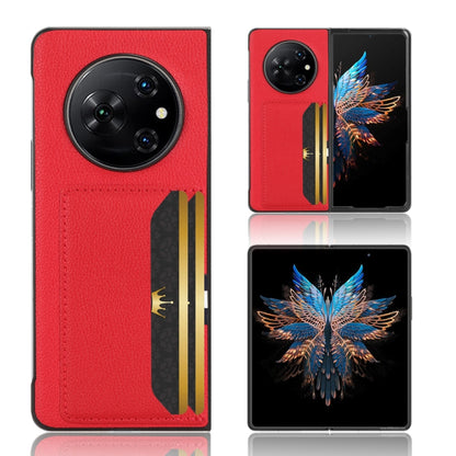 Litchi Texture Card Slots Back Cover Phone Case, For Tecno Phantom V Flip2, For Tecno Phantom V Fold2, For Tecno Phantom V Fold