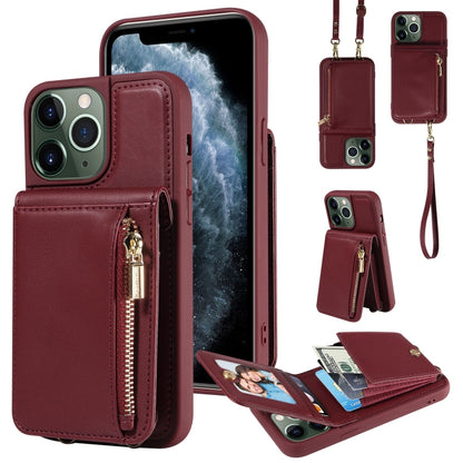 Crossbody Lanyard Zipper Wallet Leather Phone Case, For iPhone 13, For iPhone 12 / 12 Pro, For iPhone 12 Pro Max, For iPhone 11 Pro Max, For iPhone 11, For iPhone 11 Pro, For iPhone X / XS, For iPhone XR, For iPhone XS Max, For iPhone 7 Plus / 8 Plus