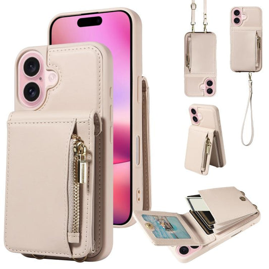 Umhängetasche mit Reißverschluss, Leder-Handyhülle, für iPhone 17 Pro Max, für iPhone 17 Pro, für iPhone 17, für iPhone Air, für iPhone 16 Pro Max, für iPhone 16 Pro, für iPhone 16 Plus, für iPhone 16, für iPhone 15 Pro Max, für iPhone 15 Pro