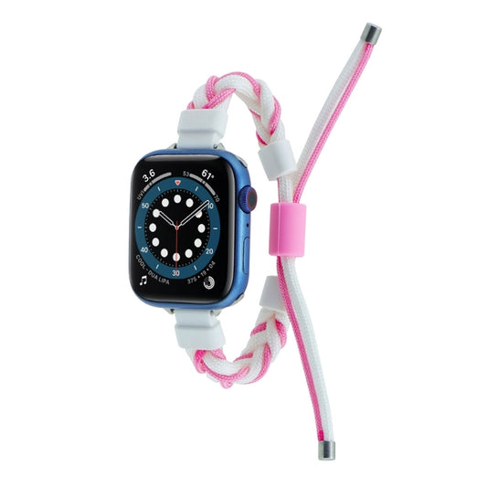 Silicone Bean Braided Cord Nylon Watch Band, For Apple Watch SE 2023 44mm, For Apple Watch Ultra 49mm, For Apple Watch 8 41mm, For Apple Watch SE 2023 40mm, For Apple Watch Ultra 2 49mm, For Apple Watch 8 45mm, For Apple Watch SE 2022 40mm�������������...