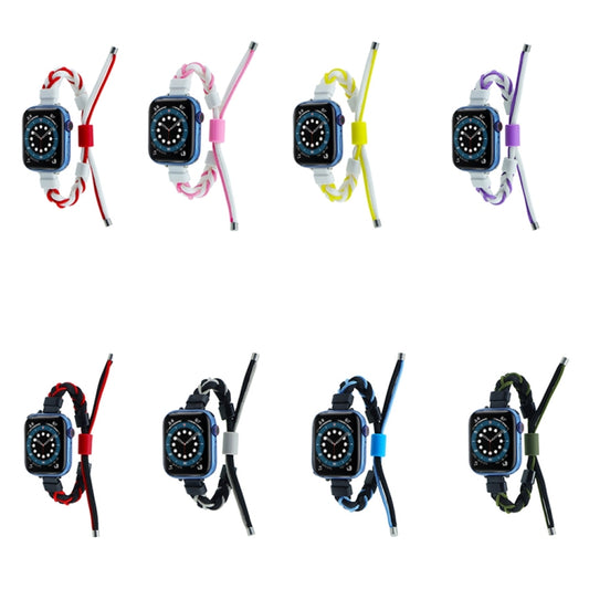 Silicone Bean Braided Cord Nylon Watch Band, For Apple Watch SE 40mm, For Apple Watch SE 44mm, For Apple Watch 6 40mm, For Apple Watch 6 44mm, For Apple Watch 5 44mm, For Apple Watch 5 40mm, For Apple Watch 4 44mm, For Apple Watch 4 40mm���������������...