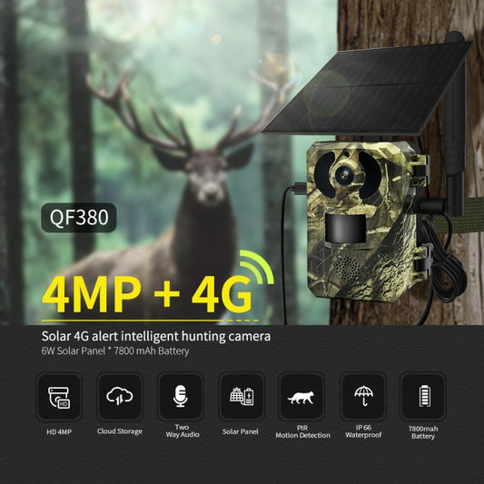 Caméra de chasse intelligente à alerte PIR solaire réseau ESCAM QF380 4MP, version UE, version AU, version US