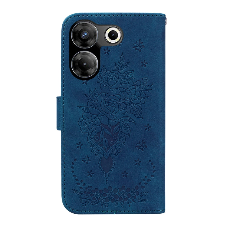 Butterfly Rose Embossed Leather Phone Case, For Tecno Camon 20 Pro 4G / 20