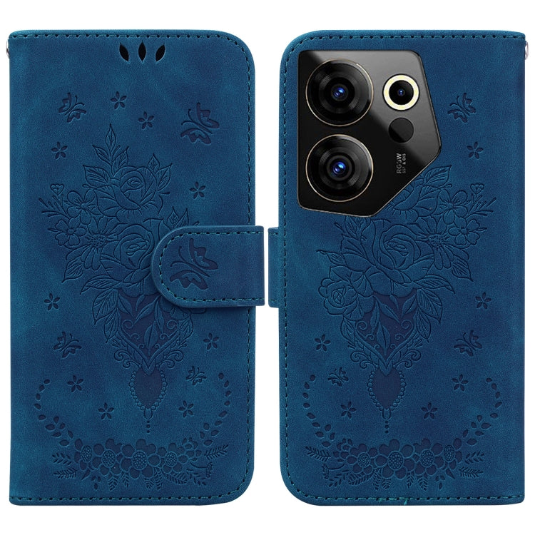 Butterfly Rose Embossed Leather Phone Case, For Tecno Pop 10 / Spark Go 2 4G, For Tecno Camon 40 Pro 4G, For Tecno Camon 40, For Tecno Pop 9 5G / Spark 30C 5G, For Tecno Camon 30S / Camon 30S Pro, For Tecno Spark 30 Pro, For Tecno Spark 30 4G          ...