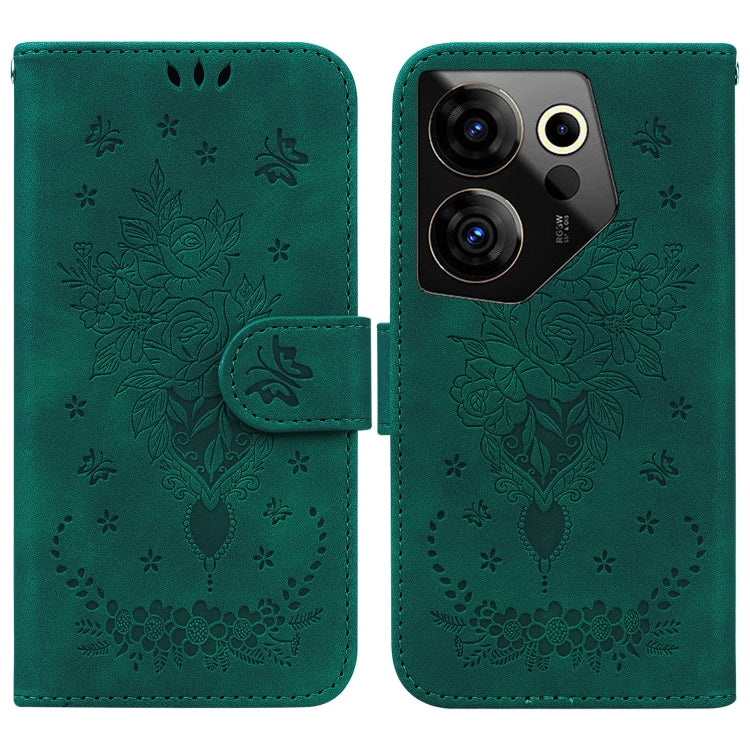 Butterfly Rose Embossed Leather Phone Case, For Tecno Pop 10 / Spark Go 2 4G, For Tecno Camon 40 Pro 4G, For Tecno Camon 40, For Tecno Pop 9 5G / Spark 30C 5G, For Tecno Camon 30S / Camon 30S Pro, For Tecno Spark 30 Pro, For Tecno Spark 30 4G          ...