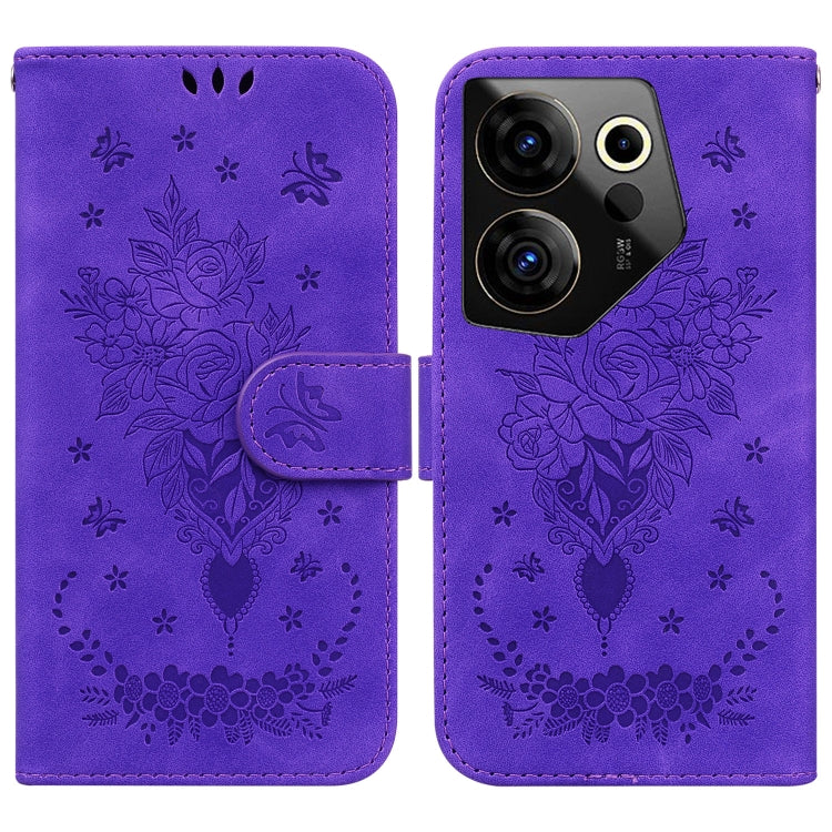 Butterfly Rose Embossed Leather Phone Case, For Tecno Pop 10 / Spark Go 2 4G, For Tecno Camon 40 Pro 4G, For Tecno Camon 40, For Tecno Pop 9 5G / Spark 30C 5G, For Tecno Camon 30S / Camon 30S Pro, For Tecno Spark 30 Pro, For Tecno Spark 30 4G          ...