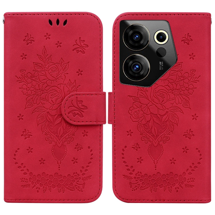 Butterfly Rose Embossed Leather Phone Case, For Tecno Pop 10 / Spark Go 2 4G, For Tecno Camon 40 Pro 4G, For Tecno Camon 40, For Tecno Pop 9 5G / Spark 30C 5G, For Tecno Camon 30S / Camon 30S Pro, For Tecno Spark 30 Pro, For Tecno Spark 30 4G          ...