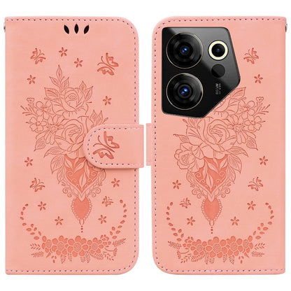 Butterfly Rose Embossed Leather Phone Case, For Tecno Pop 10 / Spark Go 2 4G, For Tecno Camon 40 Pro 4G, For Tecno Camon 40, For Tecno Pop 9 5G / Spark 30C 5G, For Tecno Camon 30S / Camon 30S Pro, For Tecno Spark 30 Pro, For Tecno Spark 30 4G          ...