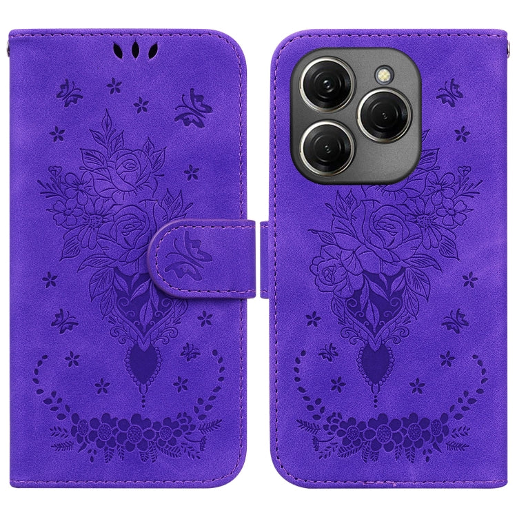 Butterfly Rose Embossed Leather Phone Case, For Tecno Pop 10 / Spark Go 2 4G, For Tecno Camon 40 Pro 4G, For Tecno Camon 40, For Tecno Pop 9 5G / Spark 30C 5G, For Tecno Camon 30S / Camon 30S Pro, For Tecno Spark 30 Pro, For Tecno Spark 30 4G          ...