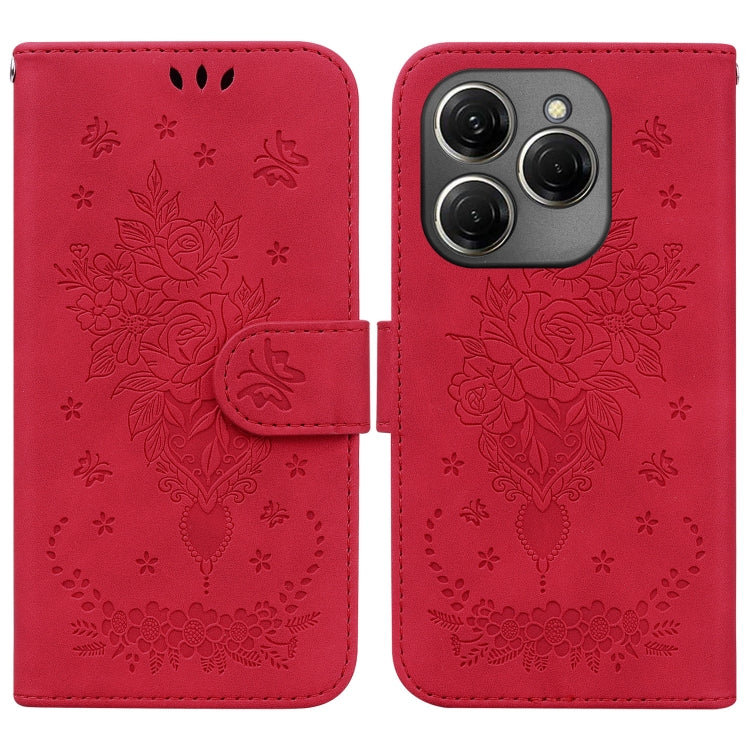 Butterfly Rose Embossed Leather Phone Case, For Tecno Pop 10 / Spark Go 2 4G, For Tecno Camon 40 Pro 4G, For Tecno Camon 40, For Tecno Pop 9 5G / Spark 30C 5G, For Tecno Camon 30S / Camon 30S Pro, For Tecno Spark 30 Pro, For Tecno Spark 30 4G          ...