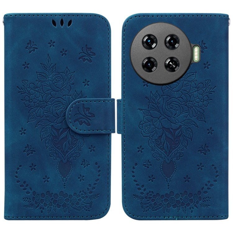 Butterfly Rose Embossed Leather Phone Case, For Tecno Pop 10 / Spark Go 2 4G, For Tecno Camon 40 Pro 4G, For Tecno Camon 40, For Tecno Pop 9 5G / Spark 30C 5G, For Tecno Camon 30S / Camon 30S Pro, For Tecno Spark 30 Pro, For Tecno Spark 30 4G          ...