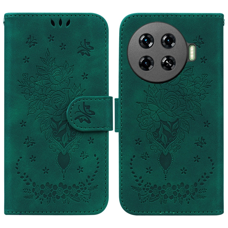 Butterfly Rose Embossed Leather Phone Case, For Tecno Pop 10 / Spark Go 2 4G, For Tecno Camon 40 Pro 4G, For Tecno Camon 40, For Tecno Pop 9 5G / Spark 30C 5G, For Tecno Camon 30S / Camon 30S Pro, For Tecno Spark 30 Pro, For Tecno Spark 30 4G          ...