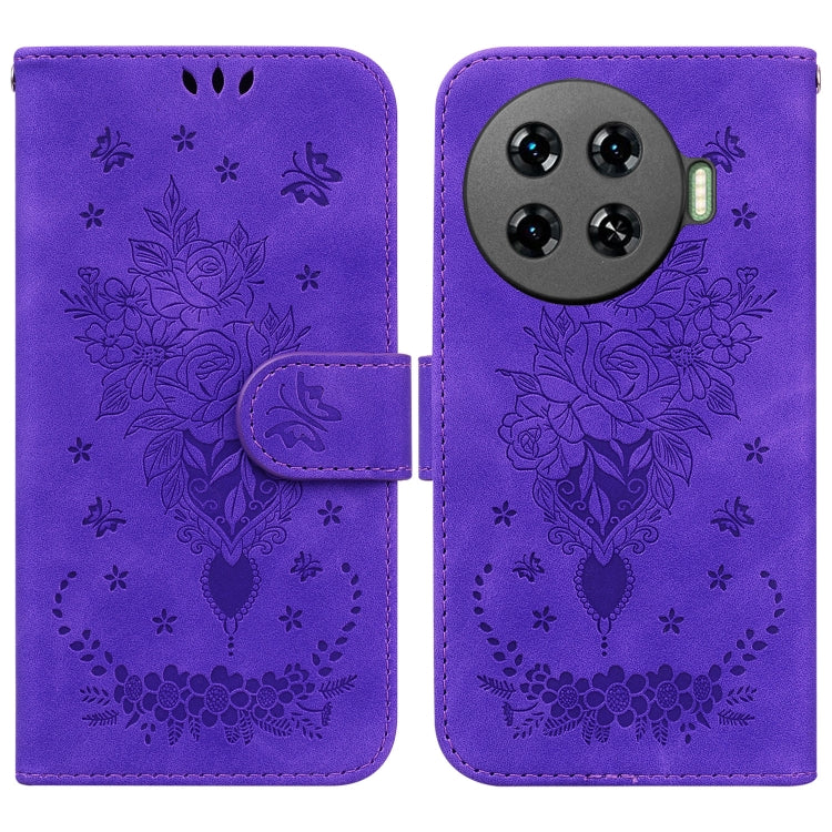 Butterfly Rose Embossed Leather Phone Case, For Tecno Pop 10 / Spark Go 2 4G, For Tecno Camon 40 Pro 4G, For Tecno Camon 40, For Tecno Pop 9 5G / Spark 30C 5G, For Tecno Camon 30S / Camon 30S Pro, For Tecno Spark 30 Pro, For Tecno Spark 30 4G          ...