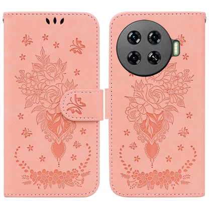 Butterfly Rose Embossed Leather Phone Case, For Tecno Pop 10 / Spark Go 2 4G, For Tecno Camon 40 Pro 4G, For Tecno Camon 40, For Tecno Pop 9 5G / Spark 30C 5G, For Tecno Camon 30S / Camon 30S Pro, For Tecno Spark 30 Pro, For Tecno Spark 30 4G          ...