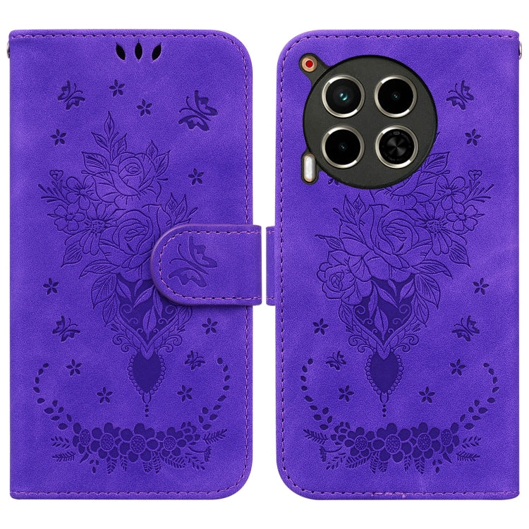 Butterfly Rose Embossed Leather Phone Case, For Tecno Pop 10 / Spark Go 2 4G, For Tecno Camon 40 Pro 4G, For Tecno Camon 40, For Tecno Pop 9 5G / Spark 30C 5G, For Tecno Camon 30S / Camon 30S Pro, For Tecno Spark 30 Pro, For Tecno Spark 30 4G          ...