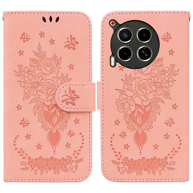 Butterfly Rose Embossed Leather Phone Case, For Tecno Pop 10 / Spark Go 2 4G, For Tecno Camon 40 Pro 4G, For Tecno Camon 40, For Tecno Pop 9 5G / Spark 30C 5G, For Tecno Camon 30S / Camon 30S Pro, For Tecno Spark 30 Pro, For Tecno Spark 30 4G          ...